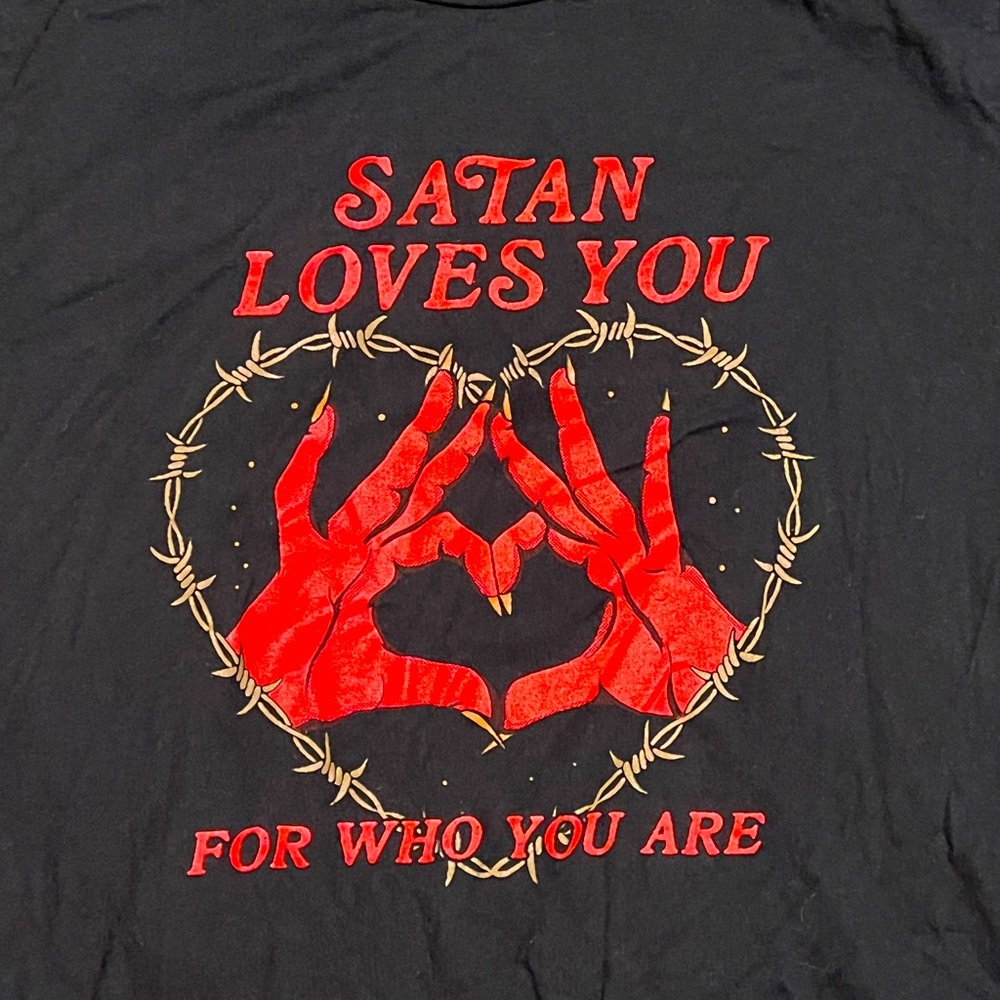 Satan Loves You for Who You Are Short Sleeve T-Shirt Unisex Large Wicked Clothes
